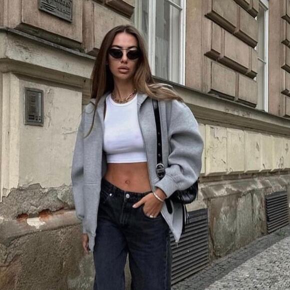 ZARA BLOGGER FAVORITE SOFT NEOPRENE EFFECT BOMBER - Picture 1 of 9